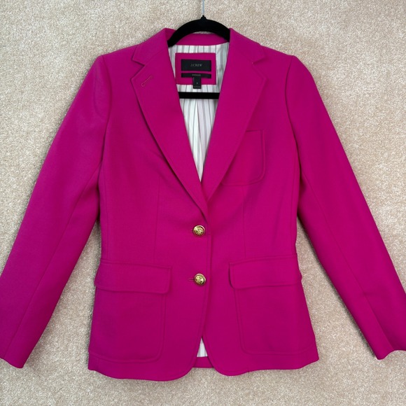 J. Crew Jackets & Blazers - J.CREW Rhodes Blazer Women's 0 Pink Wool Gold Button Professional Barbiecore